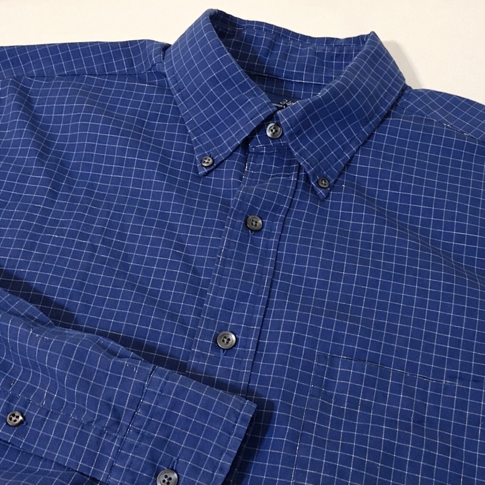Vintage Brooks Brothers Shirt Mens L Blue Check Button Long Sleeve Hong‎ Kong